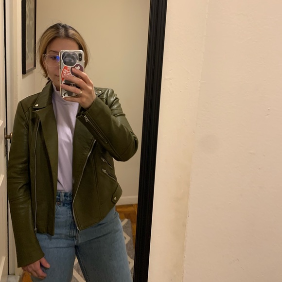 Zara Olive Green Vegan Leather Jacket - Picture 8 of 8